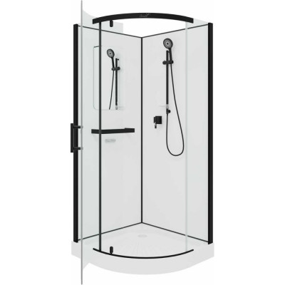 Душевая кабина Cerutti SPA KORRA-90B 90x90 см без крыши, профиль черный, стекло прозрачное 9219