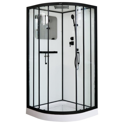 Душевая кабина Cerutti SPA VIVA-101B 100x100 см низкий поддон, профиль черный, стекло прозрачное 8555