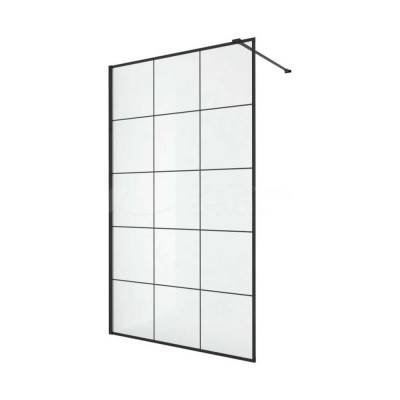 Душевой уголок Cerutti SPA MUZA-T100 100x100см без поддона профиль черный стекло прозрачное с рисунком 8406