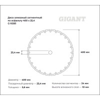 Gigant Диск алмазный сегментный по асфальту 400x25,4 G-10361