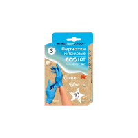 Нитриловые перчатки EcoLat голубые, 10 шт./уп., размер S 73035/S