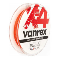 Плетеная леска LUCKY JOHN Vanrex х4 BRAID Fluo Orange 125/020 LJ4113-020