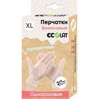 Виниловые перчатки EcoLat прозрачные 20 шт./уп. размер XL, 71021/XL