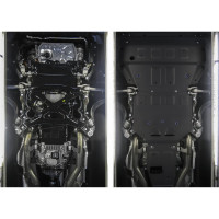 Защита картера, КПП и РК Rival (черная) для Porsche Cayenne III (V - 2.9 (440 л.с.); 3.0 (340 л.с.); 4.0 (550 л.с.)) 2017-н.в., K333.4615.1