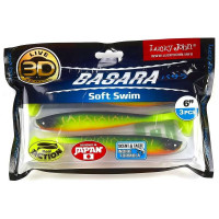 Виброхвосты LUCKY JOHN LJ 3D Series BASARA SOFT SWIM 6.0in, цвет PG02, 3шт. 140405-PG02