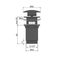 Донный клапан сифона для умывальника Alcadrain A392BLACK 00047341
