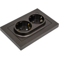 Розетка Systeme Electric AtlasDesign Мокко с/з двойная, со шторками, 16А, в сборе SE ATN000626