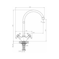 Двуручный смеситель для кухни DECOROOM с высоким поворотным изливом DR51028-Blue