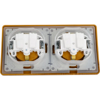 Розетка Systeme Electric Glossa Дуб 2-ая с/з, со шторками, в сборе, IP44 SE GSL000547