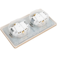 Розетка Systeme Electric Glossa Титан 2-ая с/з, со шторками, в сборе, IP44 SE GSL000447