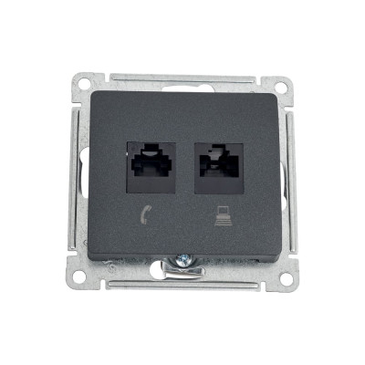 Розетка Systeme Electric Glossa Антрацит 2-ая RJ11+RJ45, кат.5E SE GSL000785