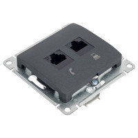 Розетка Systeme Electric Glossa Антрацит 2-ая RJ11+RJ45, кат.5E SE GSL000785