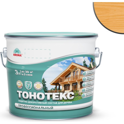 Защитно-декоративный состав для дерева KRONA Тонотекс (калужница; 3 л) 66302502