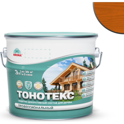 Защитно-декоративный состав для дерева KRONA Тонотекс (махагон; 3 л) 66337504