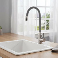 Смеситель для кухни ARGOTECH СОЛИД \ SOLID серый, пластичный излив, d-35, нерж. сталь 43328