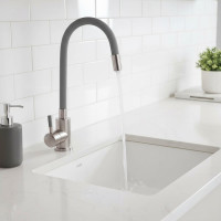 Смеситель для кухни ARGOTECH СОЛИД \ SOLID серый, пластичный излив, d-35, нерж. сталь 43328