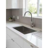 Смеситель для кухни ARGOTECH СОЛИД \ SOLID серый, пластичный излив, d-35, нерж. сталь 43328