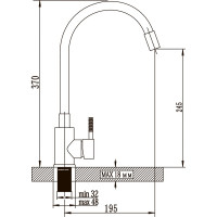 Смеситель для кухни ARGOTECH СОЛИД \ SOLID серый, пластичный излив, d-35, нерж. сталь 43328