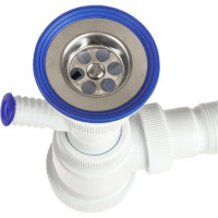 Сифон VIRPLAST 1.1/2 "МИНИ Элит"с нерж.чашкой Ø63 мм, с отв.дляст.м и гофрой 40/50 L800мм арт. 30980679