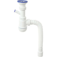 Сифон VIRPLAST 1.1/2 "МИНИ Элит"с нерж.чашкой Ø63 мм, с отв.дляст.м и гофрой 40/50 L800мм арт. 30980679