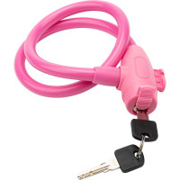 Тросовый замок для велосипедов и колясок с ключом Четыре сезона 65 см, розовый 79-0364