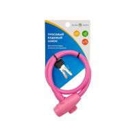 Тросовый замок для велосипедов и колясок с ключом Четыре сезона 65 см, розовый 79-0364