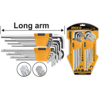 Набор шестигранных ключей INGCO 18 шт. HEX1,5-10мм, TORX Т10-Т50 INDUSTRIAL HHKSET0181