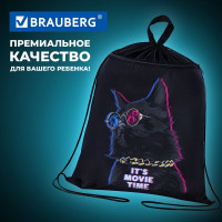 Мешок для обуви с петлёй BRAUBERG карман на молнии, полиэстер, 47x37 см, "Movie time", 270910
