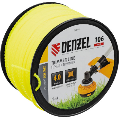 Леска FLEX CORD витой квадрат 4 мм, 106 м, на DIN катушке для триммера Denzel 96803