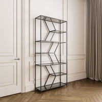 Стеллаж GreenWeen MALTA, черный каркас, полки тонированное стекло, 1920x900x300 GW-MALTA-B-G