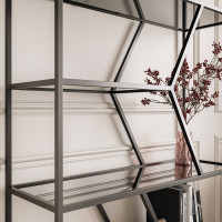 Стеллаж GreenWeen MALTA, черный каркас, полки тонированное стекло, 1920x900x300 GW-MALTA-B-G