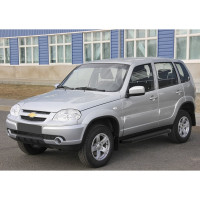 Пороги "Premium-Black" Rival для Chevrolet Niva 2002-2020, 160 см, 2 шт., алюминий, A160ALB.1001.2