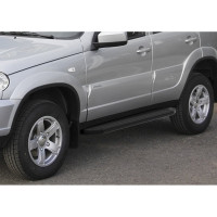 Пороги "Premium-Black" Rival для Chevrolet Niva 2002-2020, 160 см, 2 шт., алюминий, A160ALB.1001.2