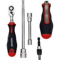 Набор бит SL/PH/Tx/HEX и головок с трещоткой Felo ERGONIC и рукояткой SMART в кейсе, 29 шт 06081506