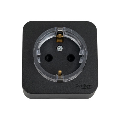 Розетка Systeme Electric Blanca о/у, с заземлением, со шторками, (компакт) изол.пл, 16а, 250в, антрацит BLNRA111116