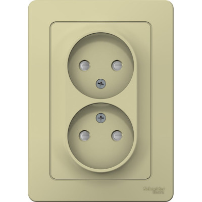 Розетка Systeme Electric Blanca с/у, двойная, без заземления, со шторками, 16а, 250в, бежевый BLNRS000127