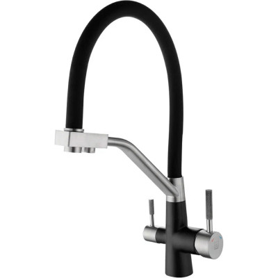 Смеситель для кухни ARGOTECH СОЛИД \ SOLID под питьевую воду, пластичный излив, чёрный, d-35, нерж. сталь 43979