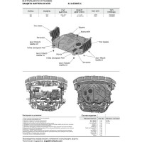 Защита картера и КПП АвтоБРОНЯ Kia Soul II АКПП 2014-2017 2017-2019, сталь 2 мм, с крепежом, 111.02845.1