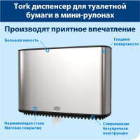 Диспенсер для туалетной бумаги в мини рулонах TORK T2, металл 460006 22696