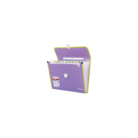 Пластиковая папка-портфель BRAUBERG JOY А4, 13 отделений, с окантовкой, фиолетовый 227977
