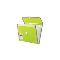 Пластиковая папка-портфель BRAUBERG JOY А4, 13 отделений, с окантовкой, салатовый 227974
