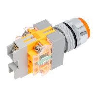 Выключатель кнопочный Dekraft ВК-22, 24 В, 10 А, IP54, LED, желтый 25071DEK