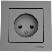 Розетка Systeme Electric AtlasDesign Сталь б/з, 16А, в сборе SE ATN000940