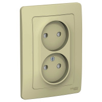 Розетка Systeme Electric Blanca с/у, двойная, без заземления, со шторками, 16а, 250в, бежевый BLNRS000127