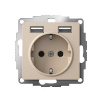 Розетка Systeme Electric Atlasdesign песочный 16А c 2 usb a+a, 5В/2,4А, 2x5В/1,2А ATN001230