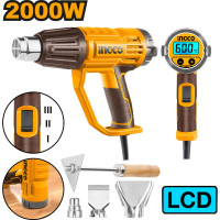 Строительный фен INGCO INDUSTRIAL 2000 Вт, ЖК-дисплей HG200058