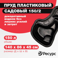 Декоративный пруд ЦентрПласт 150/2 л пластиковый 140x86x45 см черный 19214