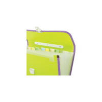 Пластиковая папка-портфель BRAUBERG JOY А4, 13 отделений, с окантовкой, салатовый 227974