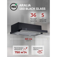 Кухонная вытяжка встраиваемая MBS ARALIA 600 BLACK GLASS 6014