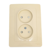 Розетка Systeme Electric Blanca с/у, двойная, без заземления, со шторками, 16а, 250в, бежевый BLNRS000127